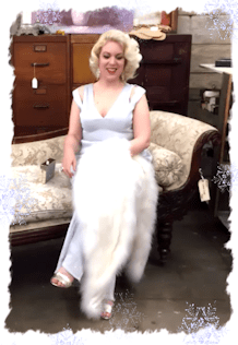 *SILVER SIREN — Scintillating Silver Gown & Fluffy White Marabou Feathers* ~ Mesmerizing Hollywood Blonde Glamour Film
